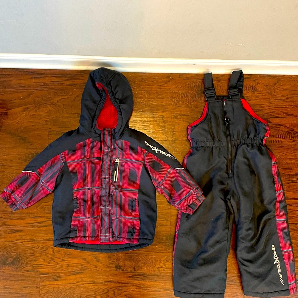 Boys size 4t Zero Exposure ski jacket with matching bib